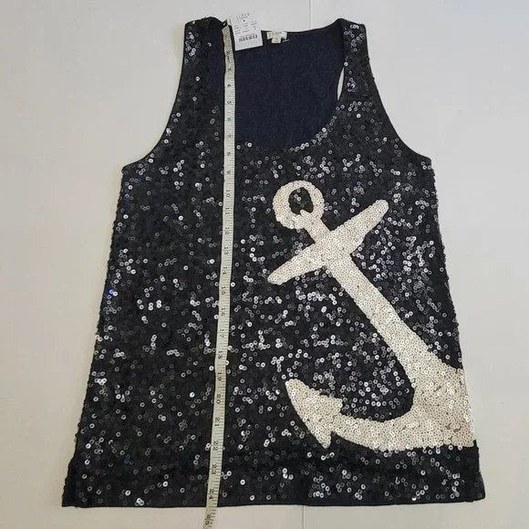 J. Crew Sequin Anchor Nautical Racerback Tank Top - Picture 7 of 14